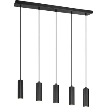 Trio Leuchten 367700532 SOKA - Závěsné kuchyňské svítidlo v černé barvě, 5 x GU10, 85cm (Závěsné moderní černé svítidlo nad jídelní stůl)