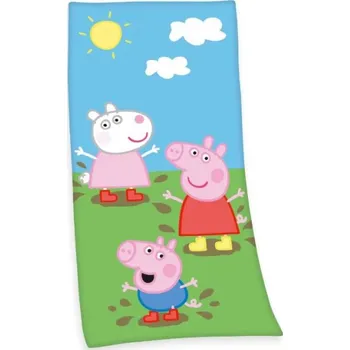 Plážová osuška 75x150 prasátko Pepa modro-zelená