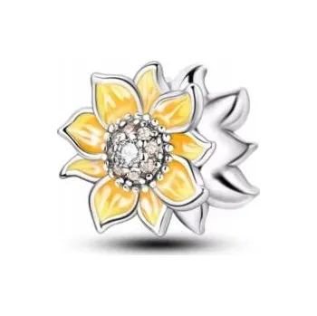 Přívěsek Stříbrný přívěsek charms květ slunečnice květiny stříbrné korálky stříbro 925