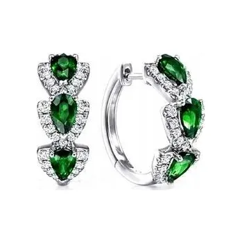 Náušnice Smaragdové Náušnice s kubickou zirkonií náušnice postříbřené