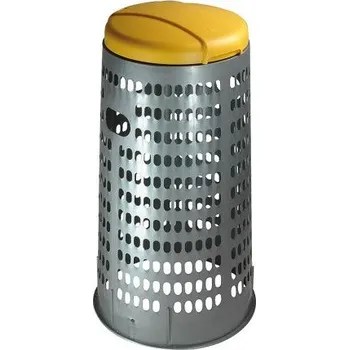 Venkovní odpadkový koš Meva Plastový stojan na pytle žluté víko