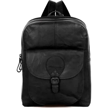 Městský batoh Černý kožený městský batoh SPIKES & SPARROW