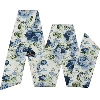 Stuha Bílá dámská stuha s modrými květy