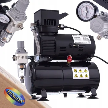 Kompresor Modelářský kompresor k aerografu s vyrovnávací NÁDRŽÍ, Dva ventilátory FENGDA