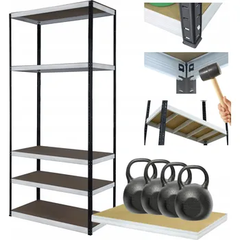 Dílenský regál Kovový regál skladový stojan HELIOS 213x75x60cm 5 polic x 400kg ROBUSTNÍ