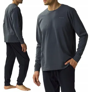 Pánské pyžamo ATLANTIC NMP-372 pánské pyžamo volného střihu s dlouhým rukávem BAVLNĚNÉ - XL