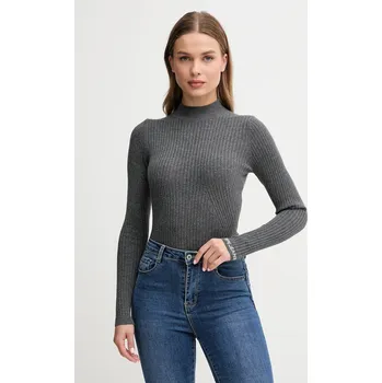 Dámský svetr Svetr Pepe Jeans dámský, šedá barva, s pologolfem, PL7000026 90X, vel. S