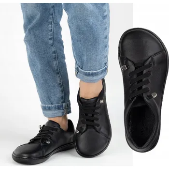 Dámské polobotky Dámské barefoot minimalistické kožené boty 0771W czarny groszek 40