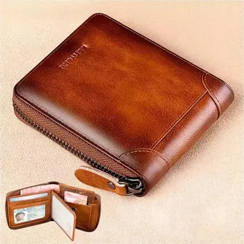 Peněženka Pánská kožená peněženka na zip z pravé kůže