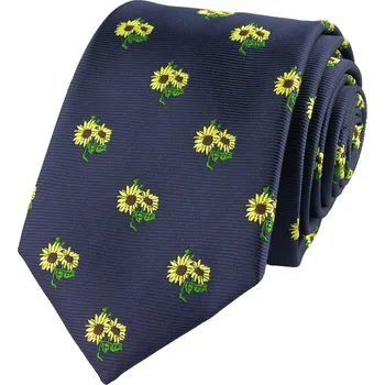 Kravata Tmavě modrá pánská kravata SLUNEČNICE