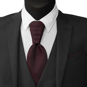 Kravata Vínově červená svatební kravata s květinovým vzorem