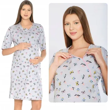 Dámské noční prádlo DÁMSKÁ NOČNÍ TĚHOTENSKÁ KOŠILE NA KOJENÍ PORODU, BAVLNĚNÁ, ROZEPÍNACÍ, VELIKOST XL