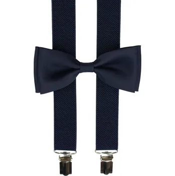 Kšandy Tmavě modré pánské kšandy s motýlkem