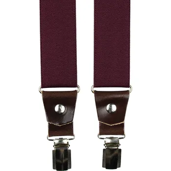 Kšandy Bordó pánské široké kšandy s hnědou pravou kůží