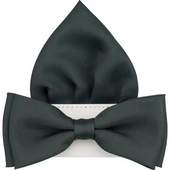 Motýlek Tmavě šedý pánský motýlek matný s kapesníčkem