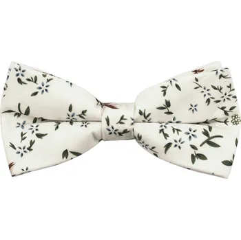 Motýlek Smetanový dětský bavlněný motýlek s modro hnědými květy