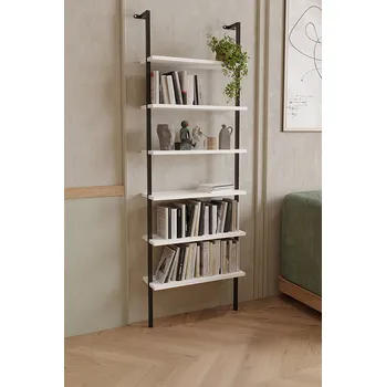 Knihovna MILON nástěnná kovová knihovna Bílá