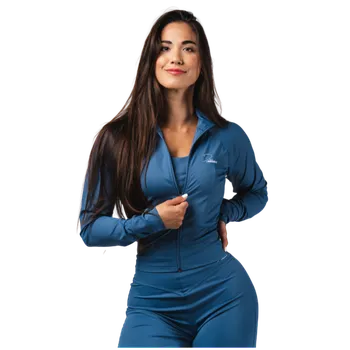 Dámské oblečení Nebbia Deni x NEBBIA Fitness tracktop na zip 314 modrá - XS