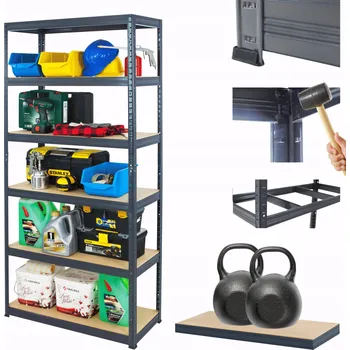 Dílenský regál Kovový regál do skladu PREMIUM HELIOS 213x90x40 cm 6 polic x 275 kg, ROBUSTNÍ