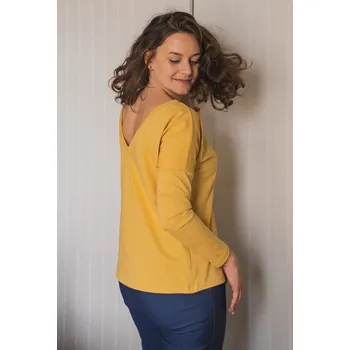 Oboustranné těhotenské a kojicí tričko Two Ways – pastelově žlutá, dlouhý rukáv Velikost: XS