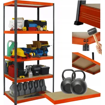 Dílenský regál Kovový regál skladový stojan HELIOS 213x90x40cm 5 polic x 275kg ODOLNÝ