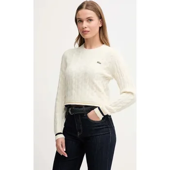 Dámský svetr Svetr s příměsí vlny Lacoste béžová barva, AF4159 01X, vel. 40