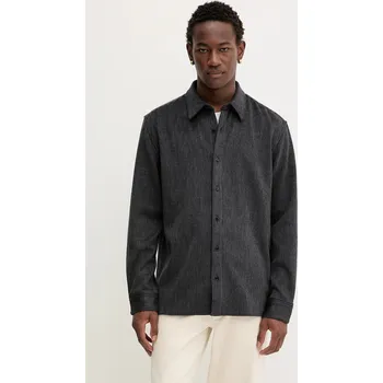 Pánská košile Košile Calvin Klein pánská, tmavomodrá barva, relaxed, s klasickým límcem, LV04LD114G 59X, vel. XS