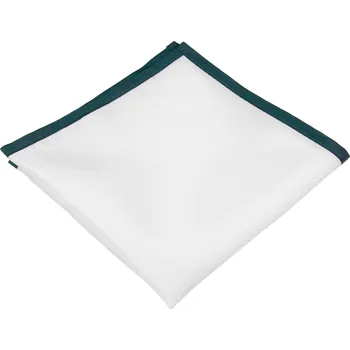 Látkový kapesník Bílý pánský kapesníček s petrolejovým lemem