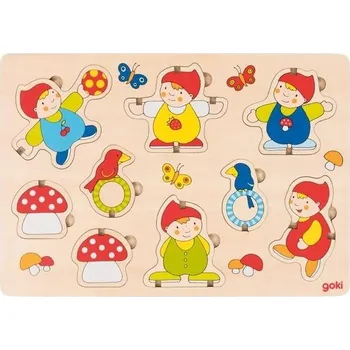 Goki Dřevění trpaslíci prostorové Puzzle pro děti hračka pro dvouleté