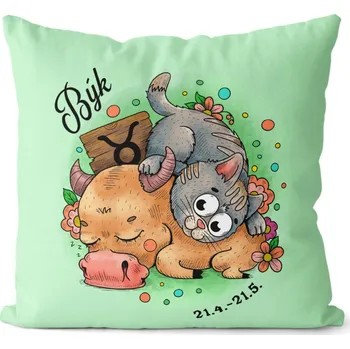 Dekorativní polštářek Polštář 40 x 40 cm Kočičí znamení - Býk