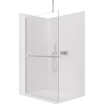 CERANO - Sprchová zástěna Walk-in Onyx Top Cube L/P - 8 mm - hranatá vzpěra + polička/držák na ručníky - chrom, transparentní sklo - 30x200 cm