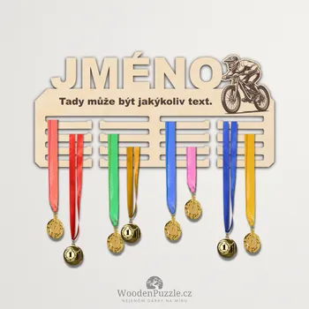věšák na medaile WoodenPuzzle.cz Věšák na medaile - sjezdové kolo - muž Velikost: 30 cm
