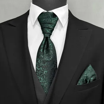 Kravata Smaragdově zelená svatební kravata s paisley vzorem