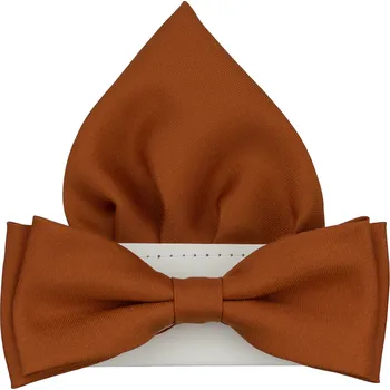 Motýlek Cihlový pánský motýlek matný s kapesníčkem