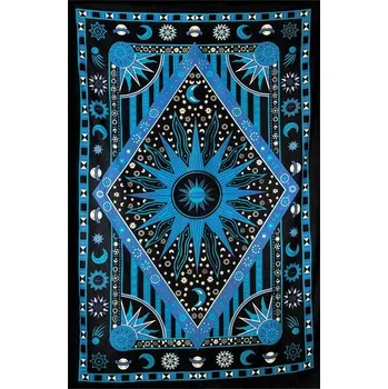 Přehoz na lůžko Bavlněný přehoz na postel s mandalou Vesmír – fialovo-modrý 1, Sittar