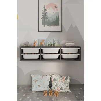 Knihovna Nástěnný víceúčelový úložný box JANA - antracit