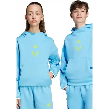 Chlapecká mikina Dětská mikina adidas Performance MESSI modrá barva, s kapucí, hladká, KB2136 55X, vel. 140