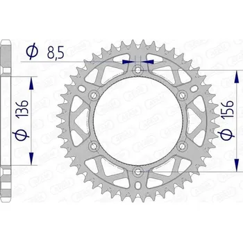 Nářadí na motocykly Hliníková zadní rozeta Afam 15206, 49 zubů, rozměr 520, samočisticí