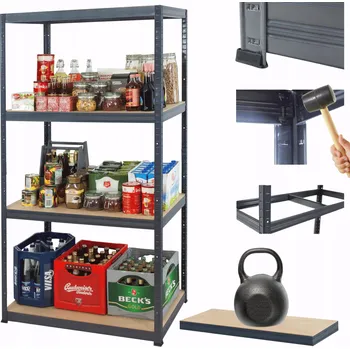 Dílenský regál Kovový regál do skladu, garáže PREMIUM HELIOS 180x100x35 cm, 4 police, nosnost 175 kg/police