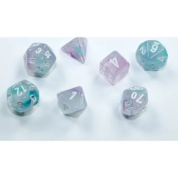 Příslušenství k deskovým hrám Chessex Sada 7 mini kostek Chessex - Nebula Wisteria / white - 20545