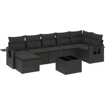 Zahradní nábytek set plast VidaXL černý 8 dílů