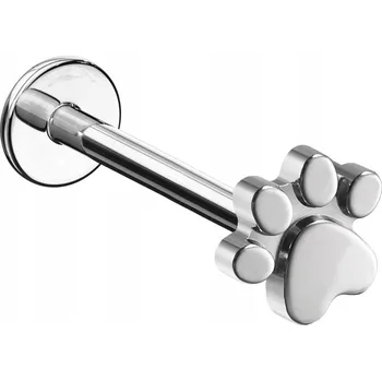 Náušnice Labret s tlapkou - vnitřní závit 1,2/8 stříbrný