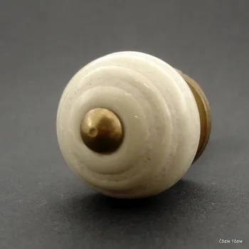 Nábytkové kování Nábytková úchytka krémová s reliéfními proužky 3 cm - knopka