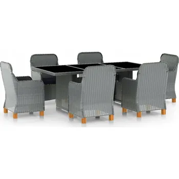 VidaXL 7dílná zahradní souprava s polštáře, PE ratan, světle šedá