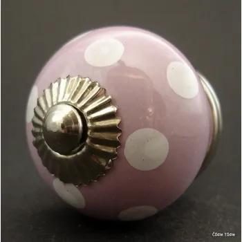 Nábytkové kování Nábytková úchytka světle fialová s bílými puntíky 4 cm -knopka