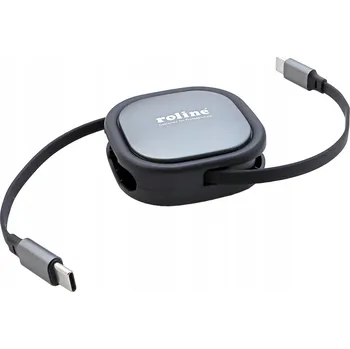 Datový kabel ROLINE Svinovací USB 2.0 kabel, USB C(M) - USB C(M), PD 60W, černý, 1,2m