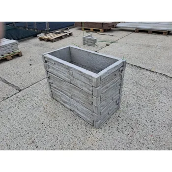 Vyvýšený záhon Barigadi Vyvýšený záhon betonový 100x50 cm, výška 75 cm, vzor štípaný kámen, antracit