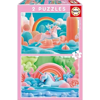 EDUCA Puzzle Magičtí jednorožci 2 × 48 dílků