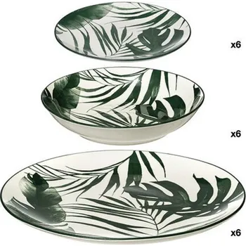 Talíř 5five Nádobí Palme 18 kusů bílé/zelené