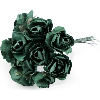 umělá květina Umělá papírová mini růže na drátku Barva: Zelená